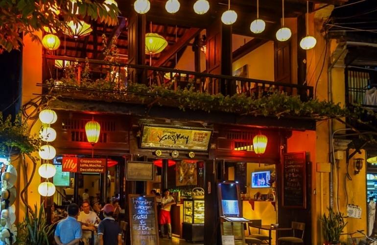 A coffee shop in Hoian at night