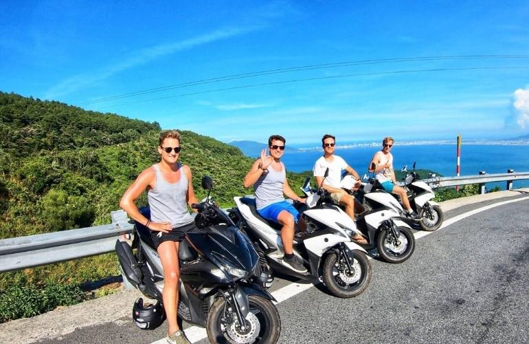 Traveling from Hoian to Bana Hills by motorbike