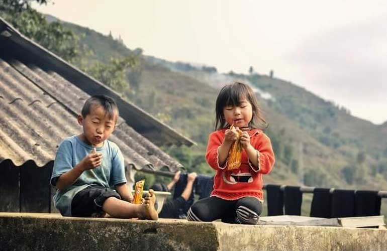 H'Mong baby is having fun