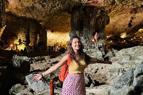 Tourist visits Trinh Nu Cave