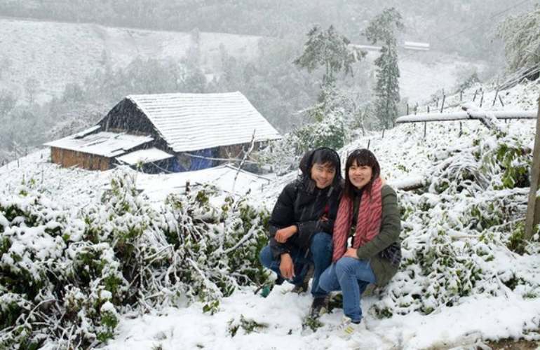 Winter in Sapa with snow